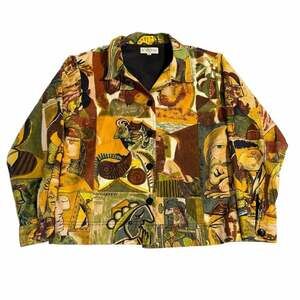 Kaktus Picasso Art Print Button Up Jacket Size M Multicolored